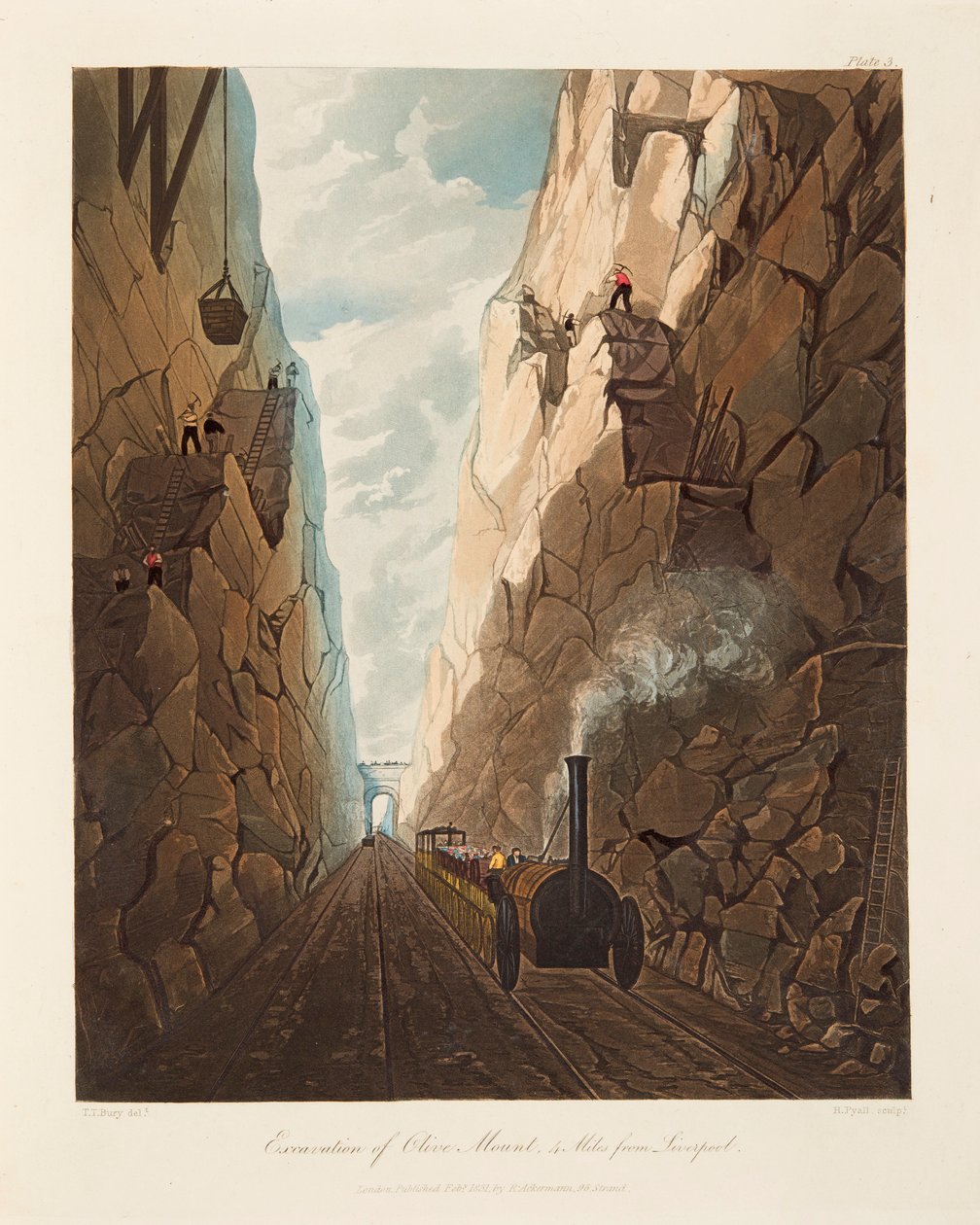 "Oliivivuoren kaivaukset, 4 kilometrin päässä Liverpoolista", 1831 tekijältä Thomas Talbot Bury