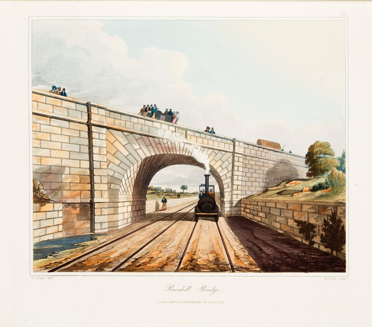 Rainhill Bridge, Chat Moss, lähellä Liverpoolia, 1831 tekijältä Thomas Talbot Bury