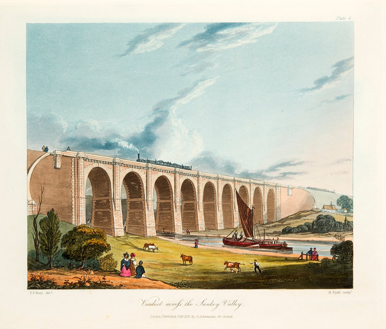 Viadukti Sankey Valleyn poikki, Warrington, Cheshire, helmikuu 1831. tekijältä Thomas Talbot Bury