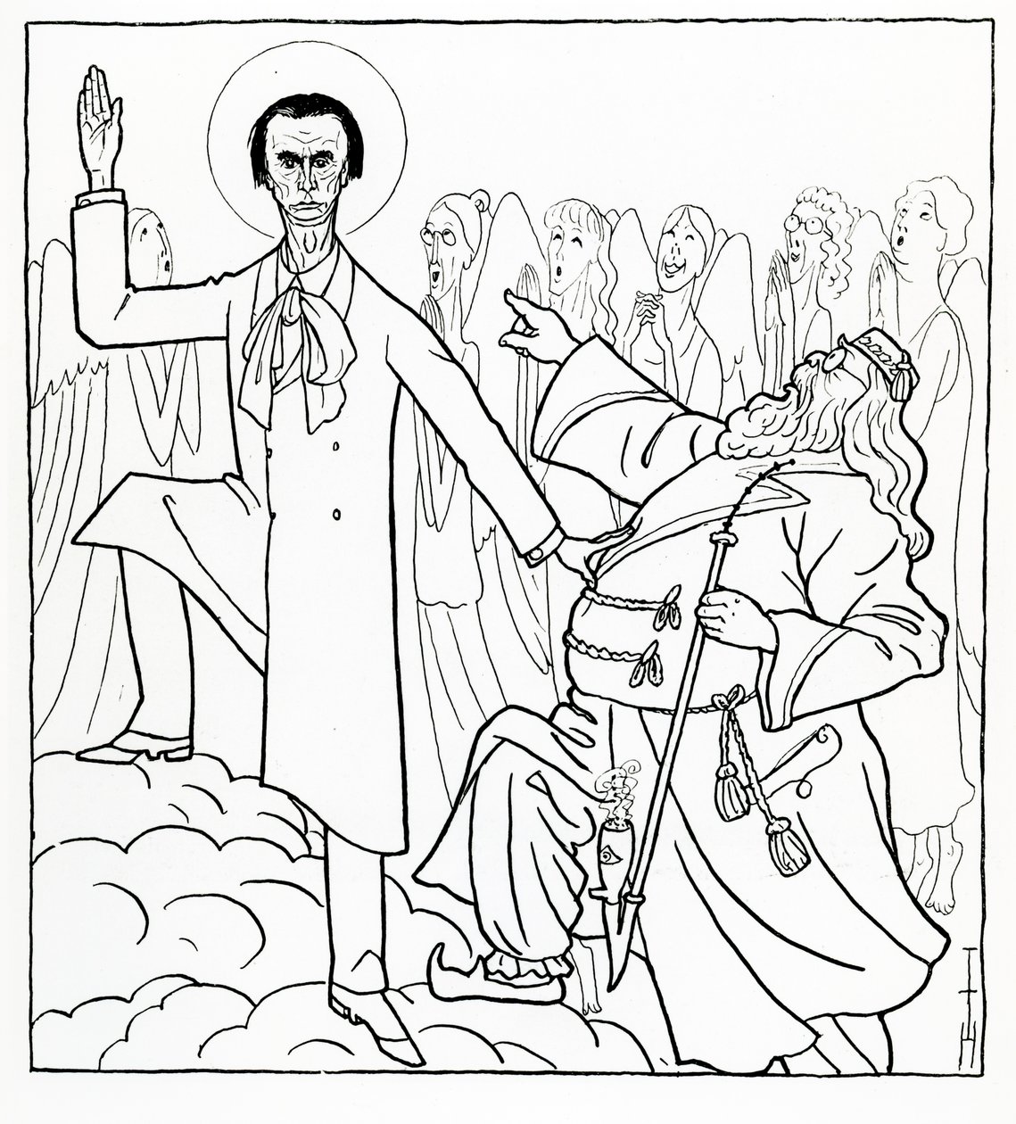 Rudolf Steinerin karikatyyri, Simplicissimus-kuva, julkaistu 20. huhtikuuta 1925 (litho) tekijältä Thomas Theodor Heine