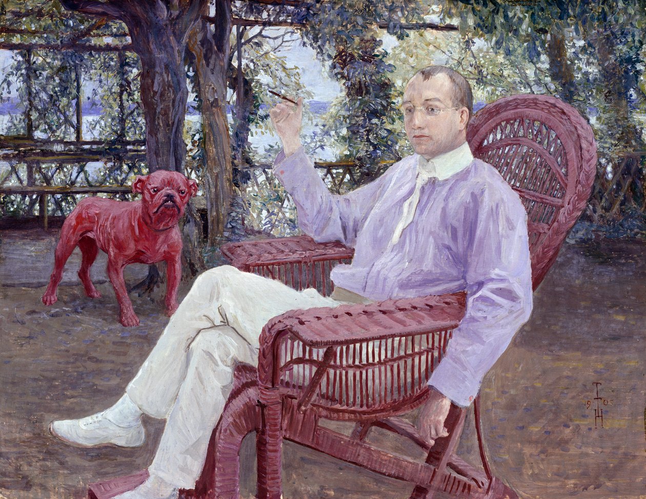 Münchenin kustantaja Albert Langen puutarhassa tekijältä Thomas Theodor Heine