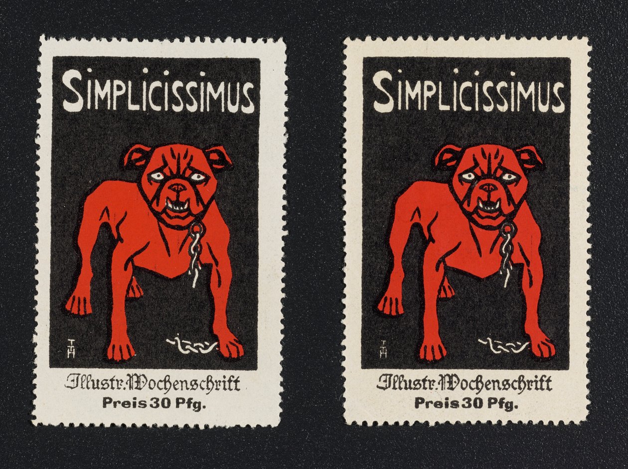 Werbemarke "Simplicissimus 30 Pfg." tekijältä Thomas Theodor Heine