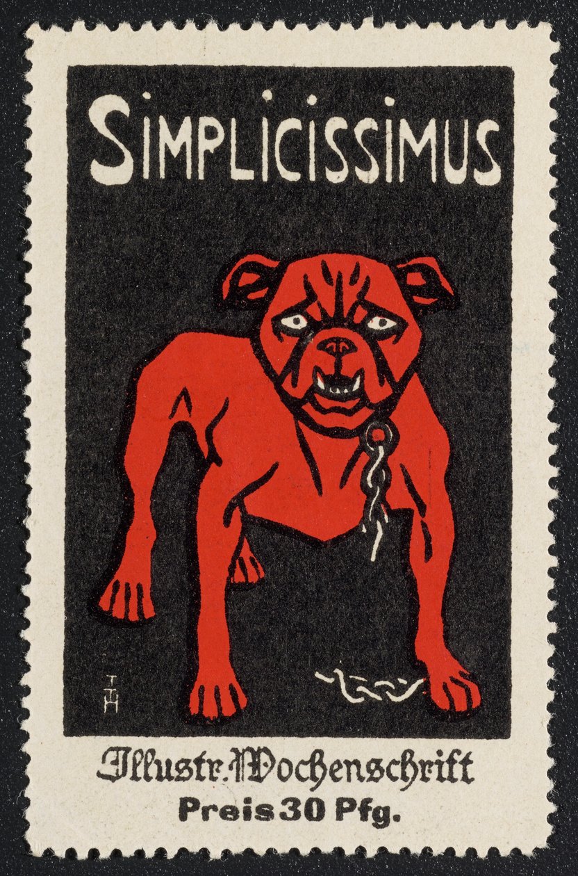 Reklamemarke "Simplicissimus 30 Pfg." tekijältä Thomas Theodor Heine