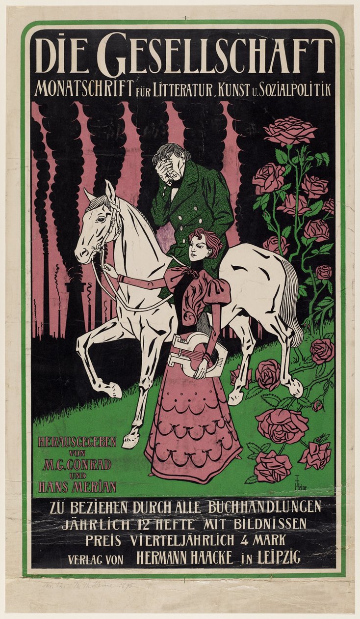 Mainosjuliste Die Gesellschaft -lehden tekijältä Thomas Theodor Heine