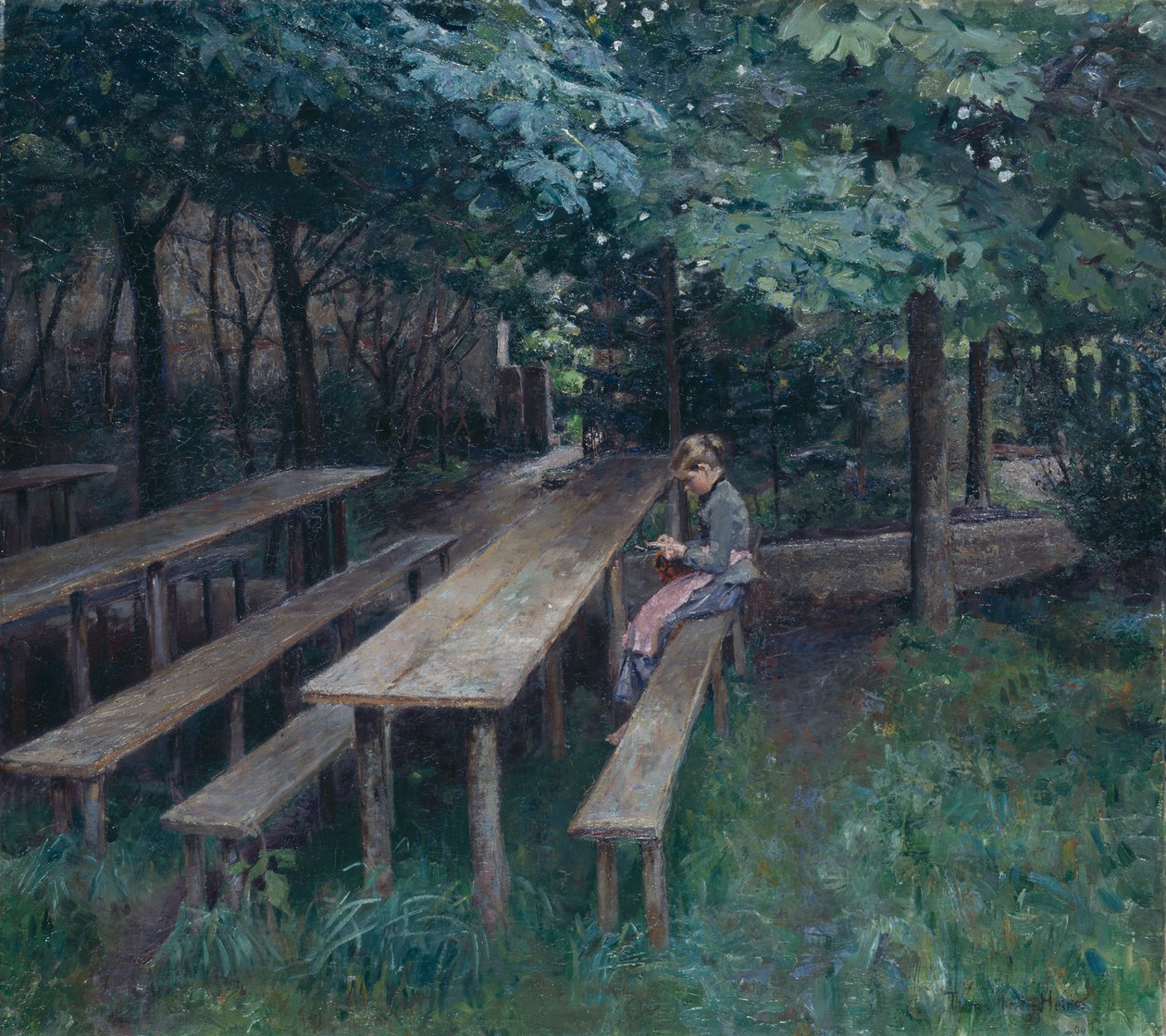 Ravintolan puutarha Dachaussa tekijältä Thomas Theodor Heine