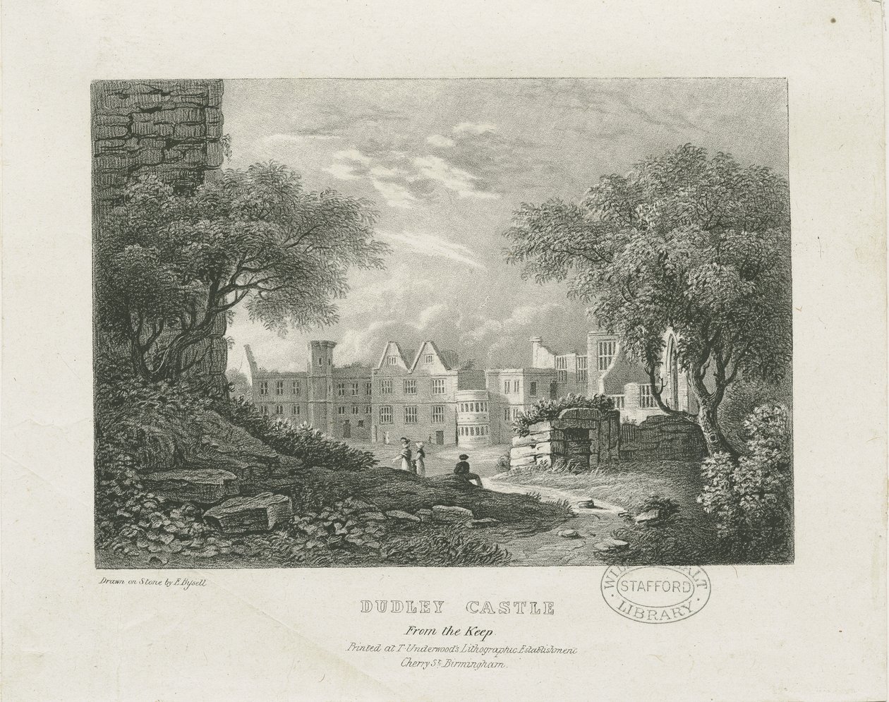 Dudleyn linna - The Keep: litografia ja [1800-luku] tekijältä Thomas Underwood