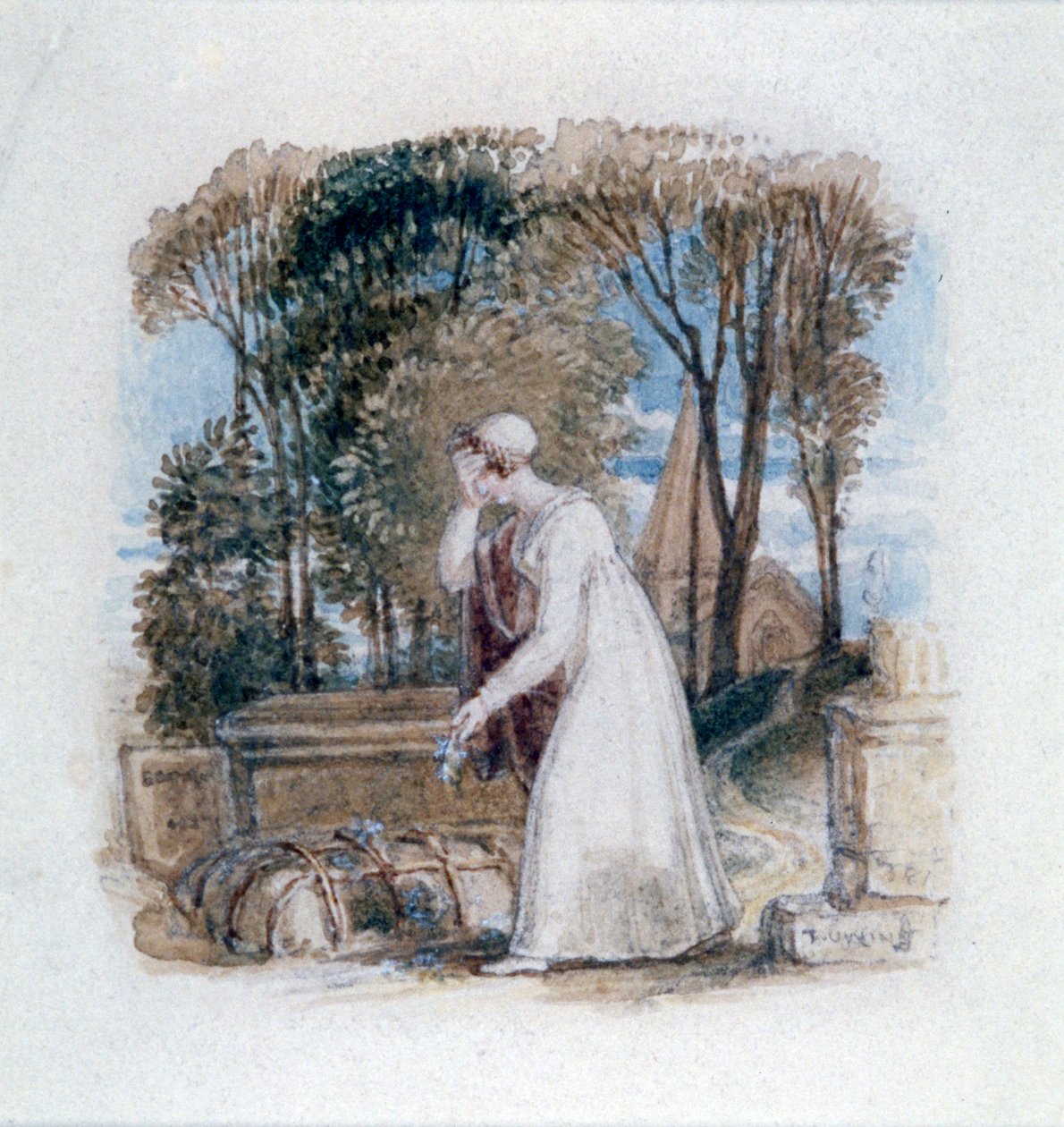 "Constantia Theodosiuksen haudalla", 1800-luku tekijältä Thomas Uwins