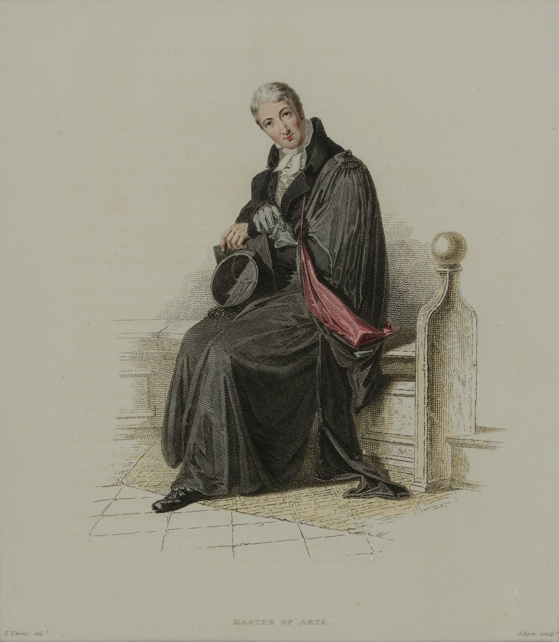 Master of Arts, kaiverrettu J. Agar, julkaistu R. Ackermannin teoksessa "History of Oxford", 1814 (käsinvärinen etsaus) tekijältä Thomas Uwins