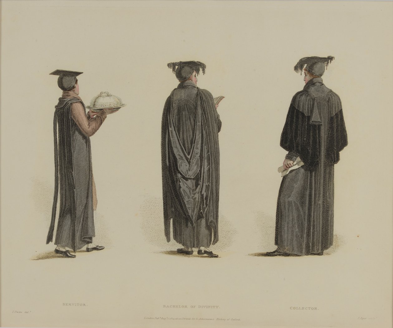 Palvelija, Bachelor of Divinity, Collector, kaiverrettu J. Agar, julkaistu R. Ackermannin 
