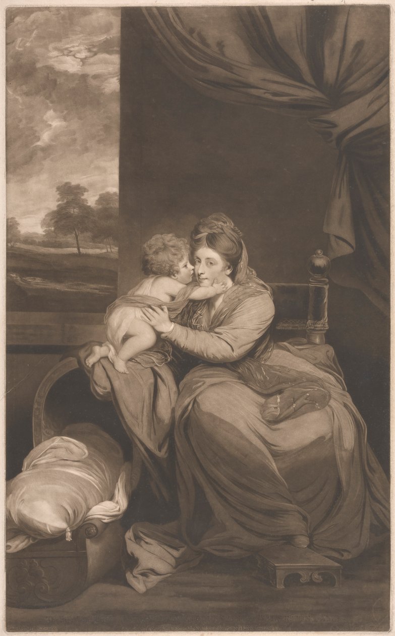 Elizabeth Lady Melbourne poikansa kanssa. Peniston Lamb tekijältä Thomas Watson