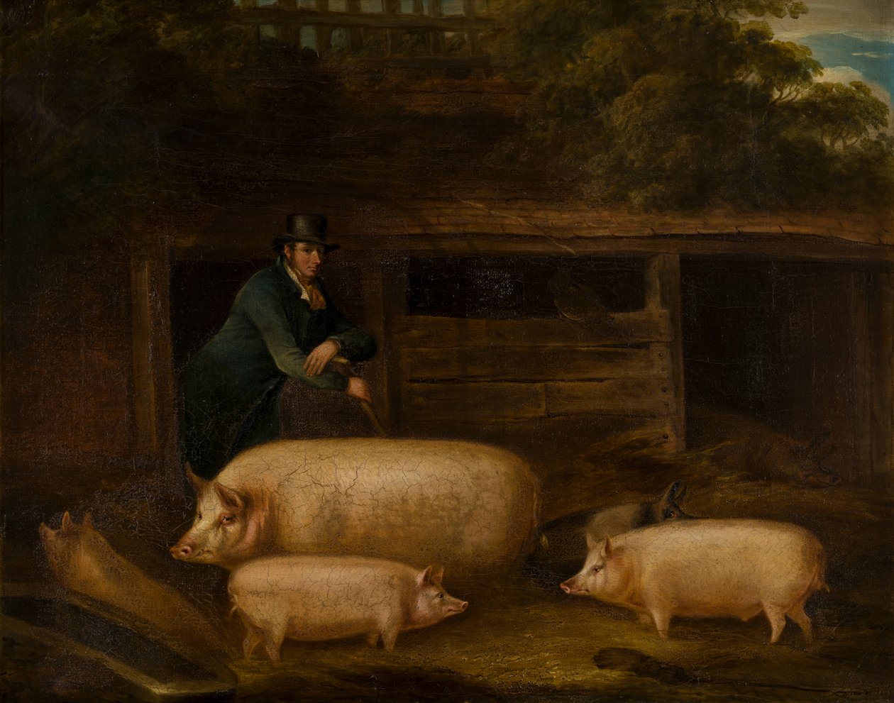 Harry Green, Possu, sikojensa kanssa, n. 1794-1843 (öljy kankaalle) tekijältä Thomas Weaver