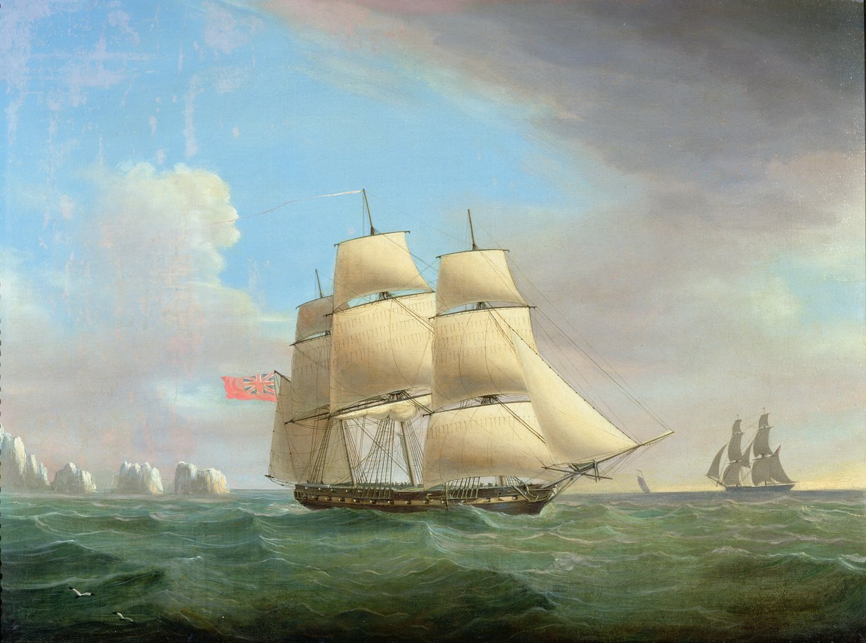 H.M. Fregatti Galatea, 38 Guns off the Needles, Isle Of Wight tekijältä Thomas Whitcombe