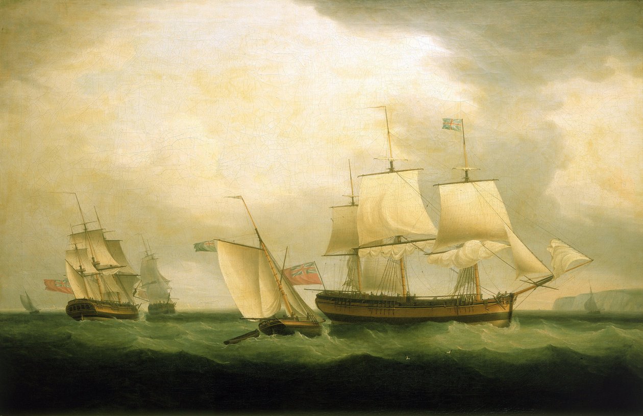 Vuonna 1795 vesille laskettu Mary Ann -katkaisija ja HMS Sylph, joka kuului Horatio Nelsonin (1758-1805) laivastoon vuonna 1805 ja joka palveli Guernseyssä (Englannissa), josta käsin hän teki hyökkäyksiä Ranskan rannikolle. tekijältä Thomas Whitcombe