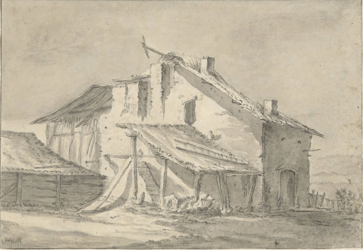 Rikkoutunut maalaistalo tekijältä Thomas Wijck (attributed to)