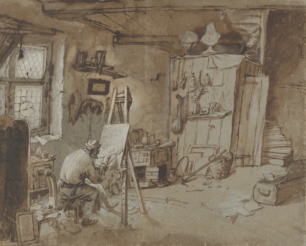 Taidemaalari työhuoneessaan, 1663-77. tekijältä Thomas Wijck