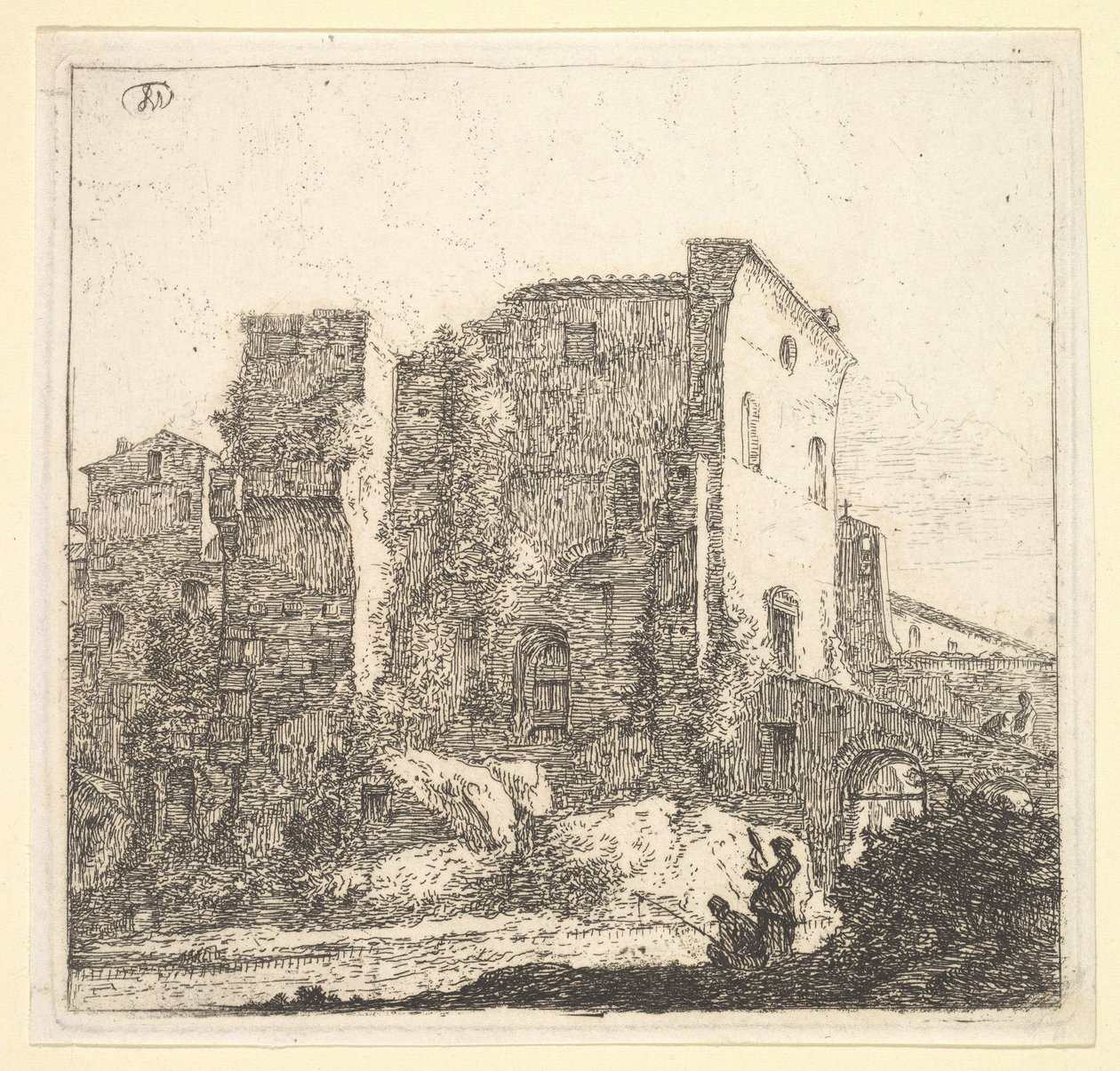 Nainen kehräämässä ja kalastaja, 1600-luku. tekijältä Thomas Wijck