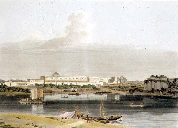 Nawab Shuja Dowlan palatsi Lucknowissa, levy XVI osasta 4 "Oriental Scenery", pubi. 1802 (akvatinta) tekijältä Thomas und William Daniell