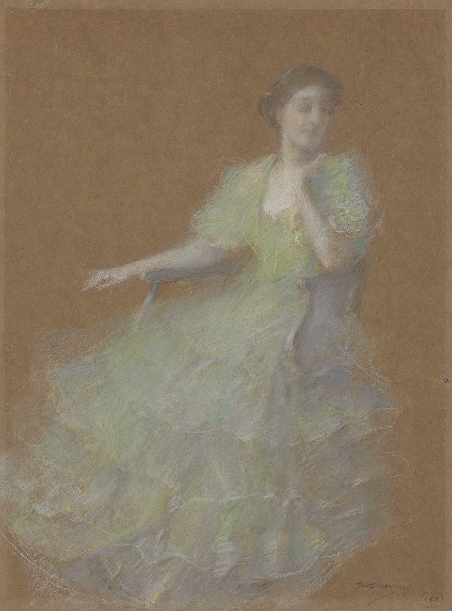 Vihreä ja kulta, n. 1923-1926 (pastelli paperille) tekijältä Thomas Wilmer Dewing