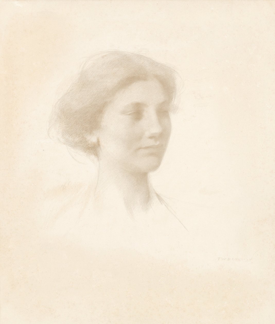 Tytön pää tekijältä Thomas Wilmer Dewing