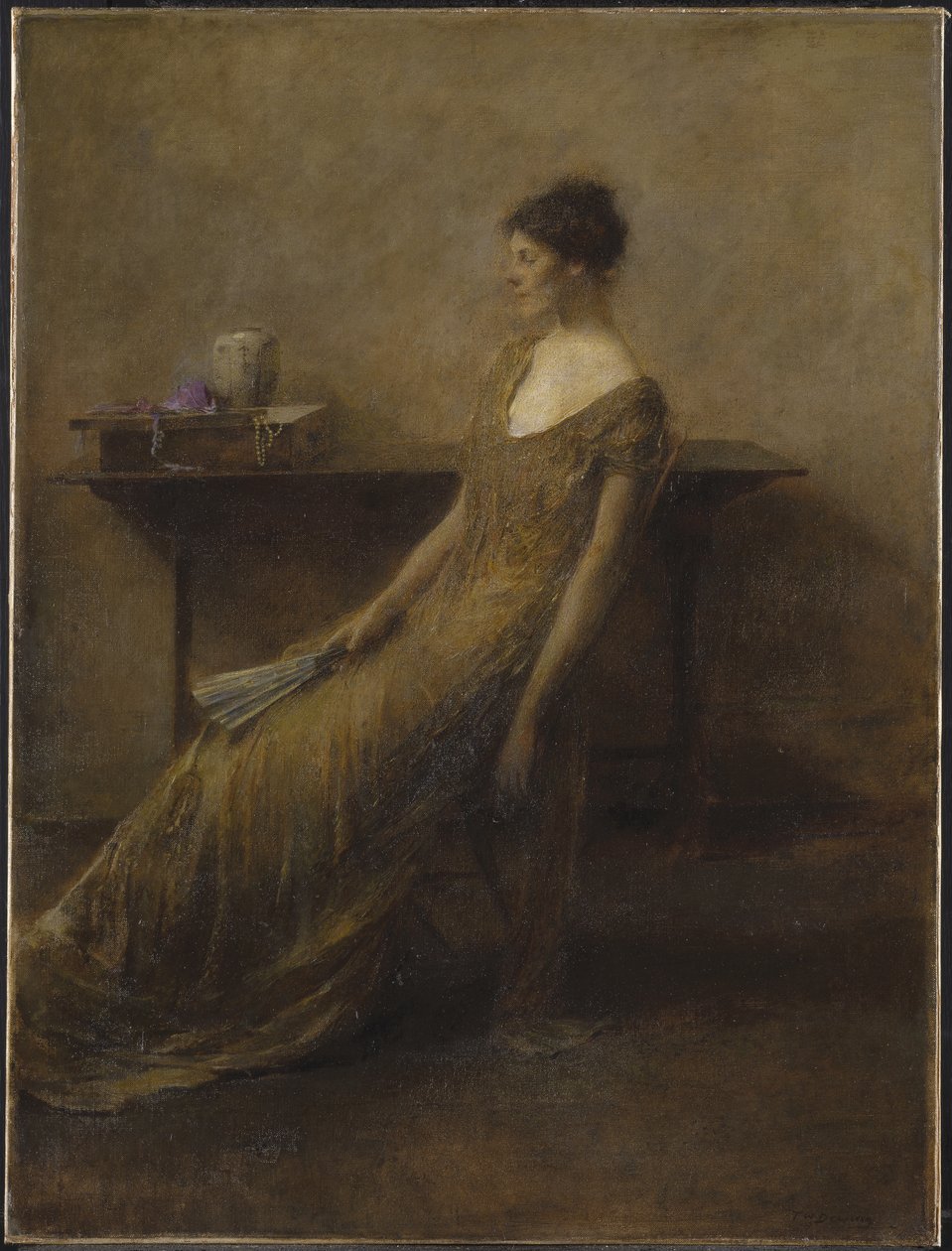 Lady in Gold, n. 1912 (öljy kankaalle) tekijältä Thomas Wilmer Dewing