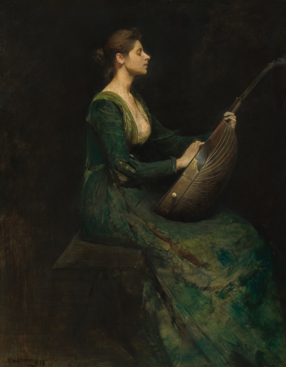 Nainen Luutan kanssa tekijältä Thomas Wilmer Dewing