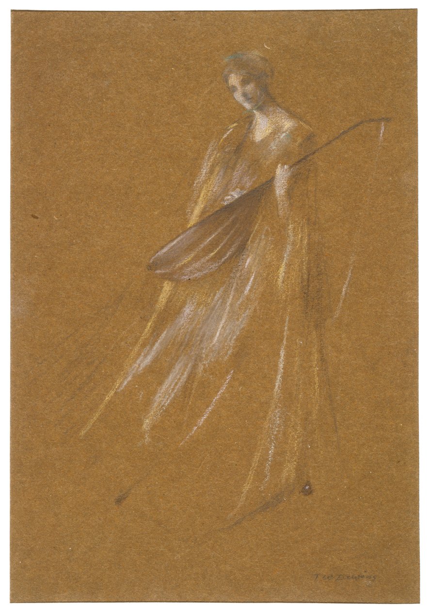 Dame mit Laute tekijältä Thomas Wilmer Dewing