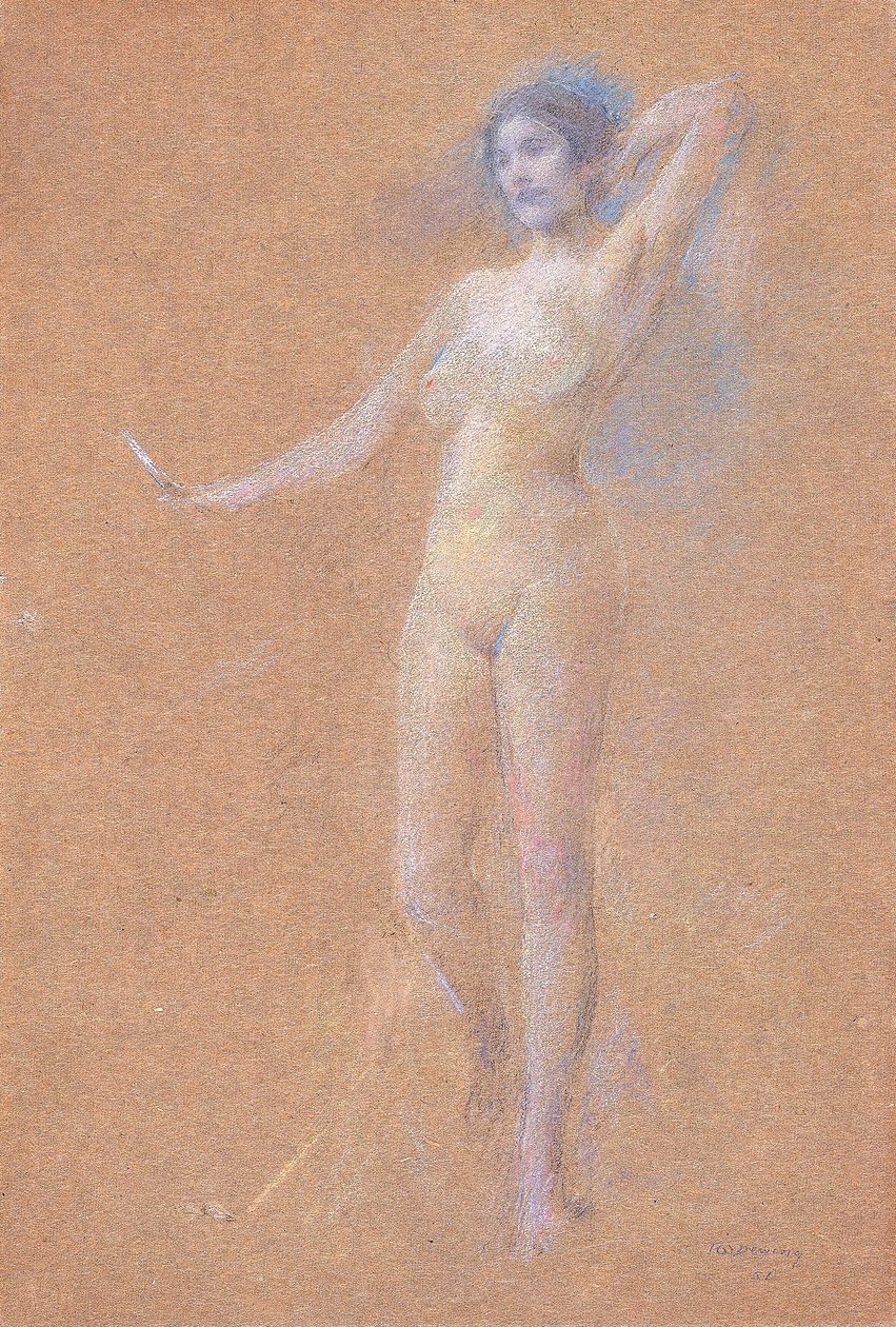 Seisova alaston kuva tytöstä tekijältä Thomas Wilmer Dewing