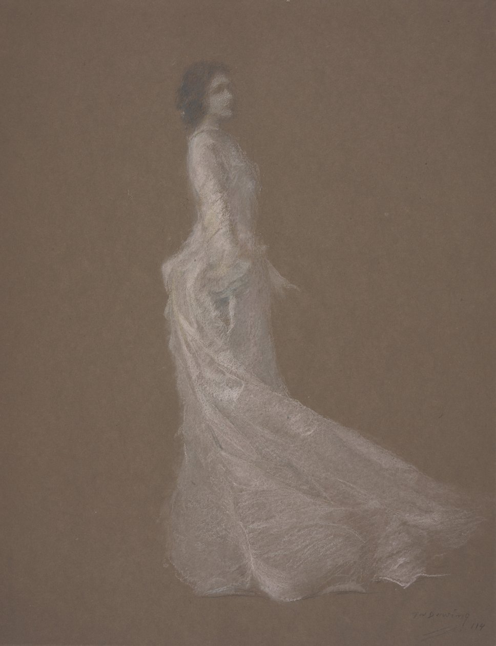 Vaaleanpunainen mekko, n. 1894 tekijältä Thomas Wilmer Dewing