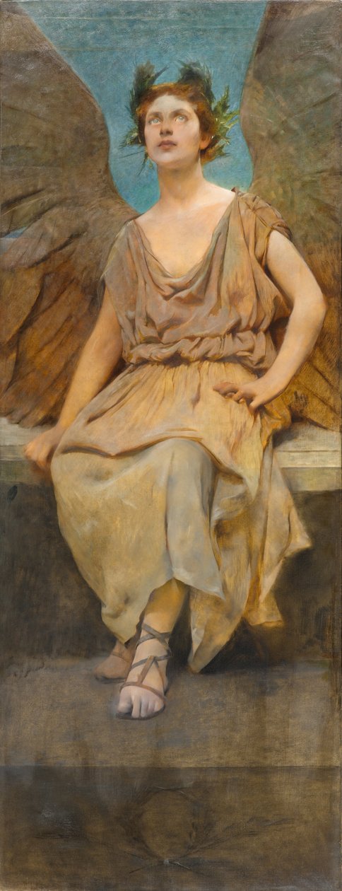 Siivekäs allegorinen hahmo, n. 1888 (öljy kankaalle) tekijältä Thomas Wilmer Dewing