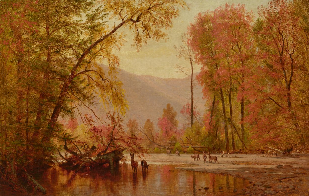 Syksy Delawarella, noin 1875 (öljy kankaalle). tekijältä Thomas Worthington Whittredge