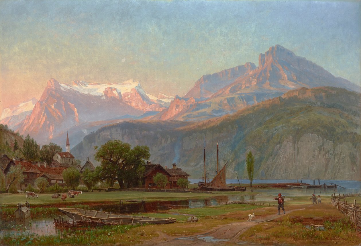 Uurinlahti, Luzernin järvi 1859 (Öljy kankaalle) tekijältä Thomas Worthington Whittredge