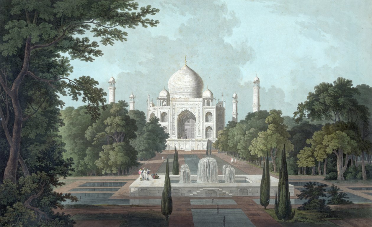 Näkymä Taj Mahalille tekijältä Thomas und William Daniell