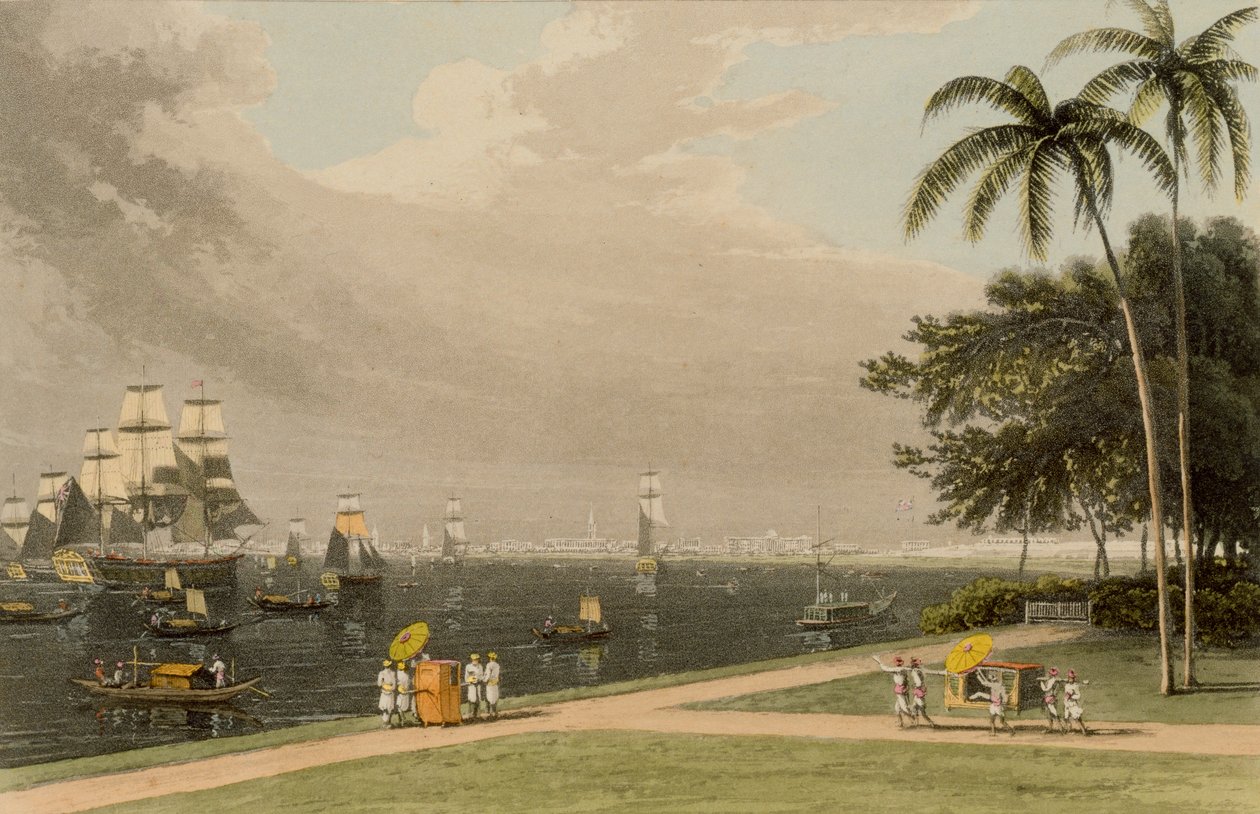 Näkymä Kalkuttaan Garden Reachista, 1810 tekijältä Thomas und William Daniell