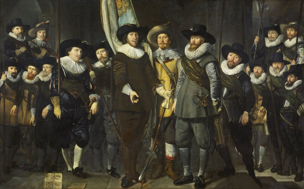 Amsterdamin III piirin kansalaiskaarti kapteeni Allaert Cloeckin ja luutnantti Lucas Jacobsz Rotgansin komennossa, 1632. tekijältä Thomas de Keyser