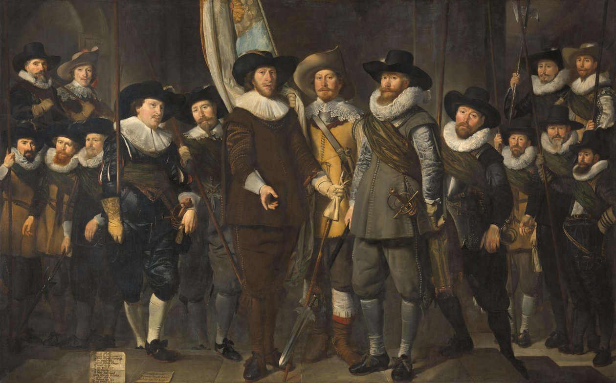 Amsterdamin III piirin upseerit ja muut kansalaiskaartilaiset kapteeni Allaert Cloeckin ja luutnantti Lucas Jacobsz Rotgansin johdolla tekijältä Thomas de Keyser