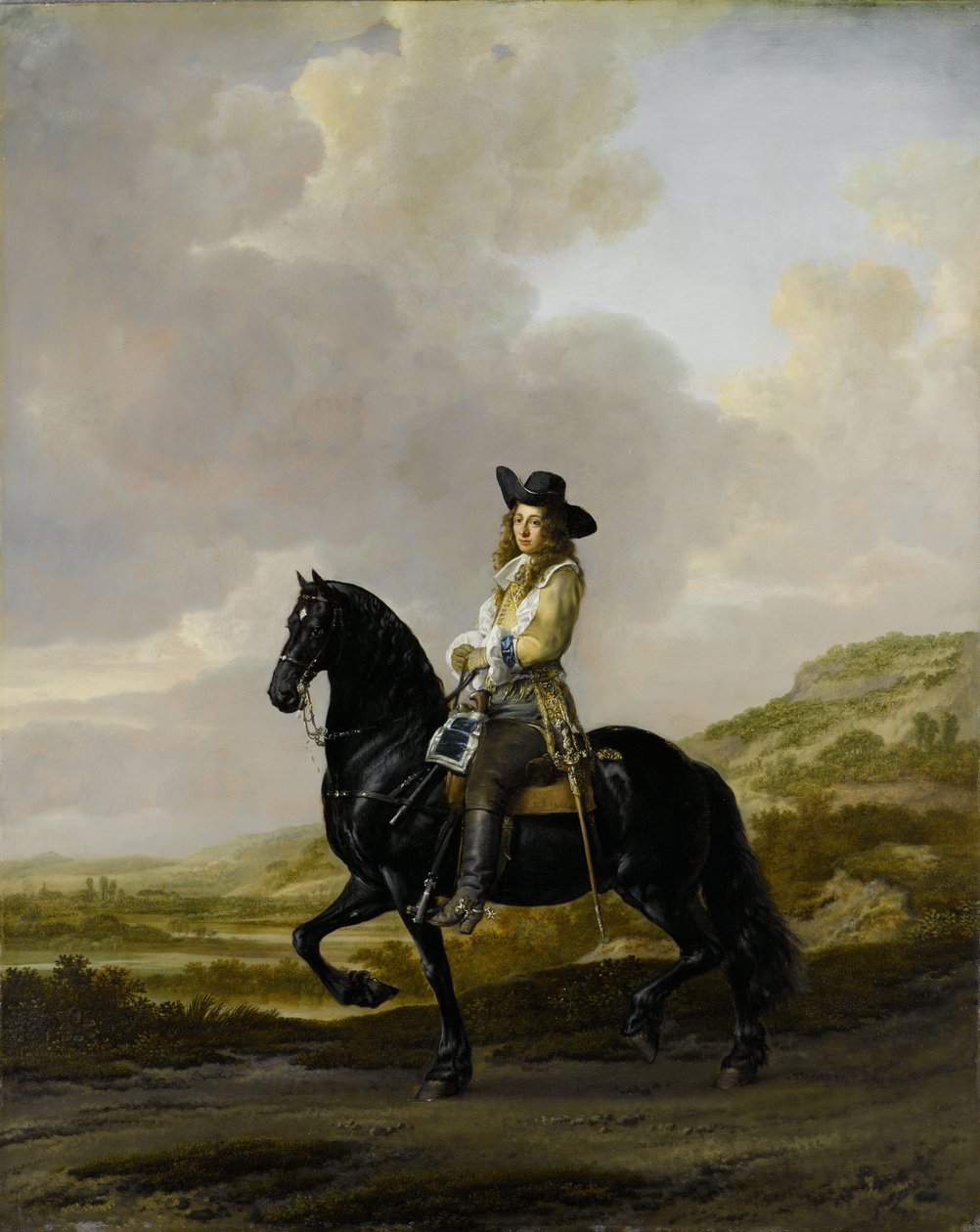Pieter Schout hevosen selässä, 1660 (öljy kuparilla) tekijältä Thomas de Keyser