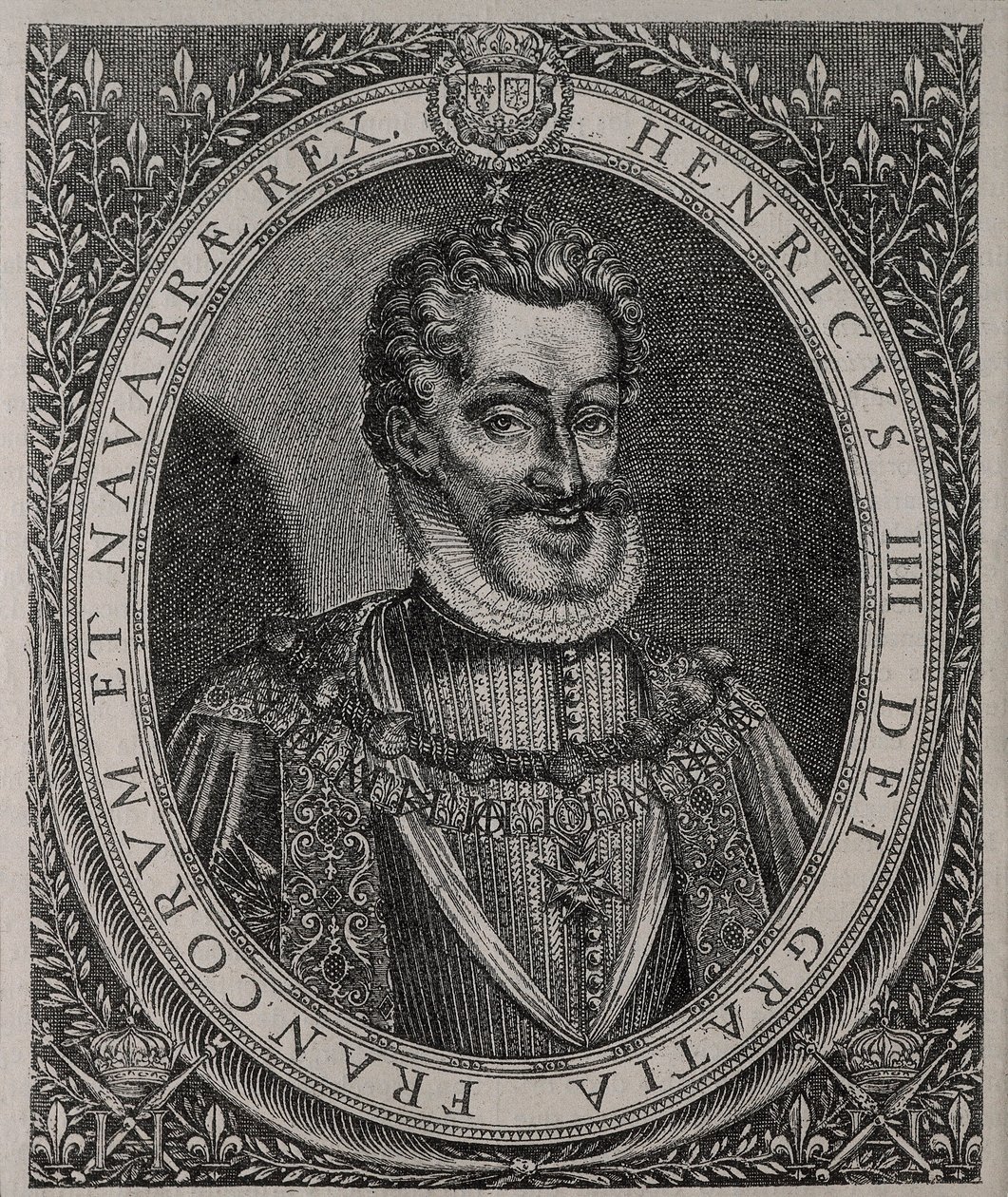Muotokuva HENRI IV:stä Ranskasta ja Navarrasta (1553-1610) Tomas de Leun kaiverrus (1500-luku) tekijältä Thomas de Leu