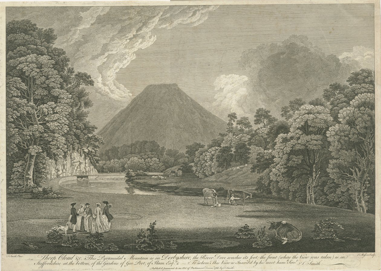 Dovedale - Thorpe Cloud: kaiverrus, nd [n. 1766] (vedos) (kuva) tekijältä Thomas of Derby (after) Smith