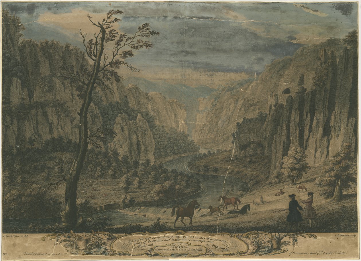 Dovedale – Kahdeksan tulevaa kohdetta: kaiverrus, nd [?1743] tekijältä Thomas of Derby Smith