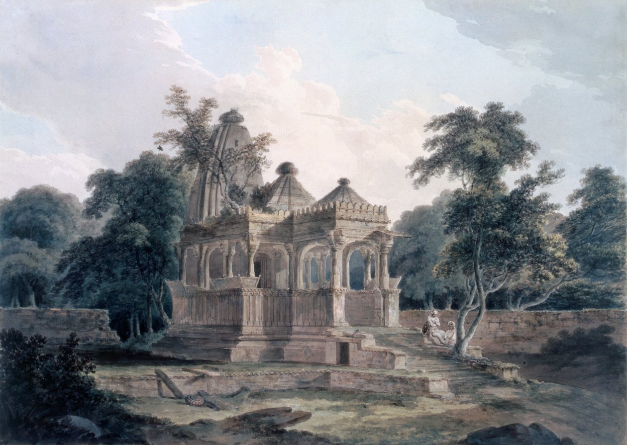 Hindutemppeli Rohtasin linnoituksessa, Bihar, Intia tekijältä Thomas und William Daniell