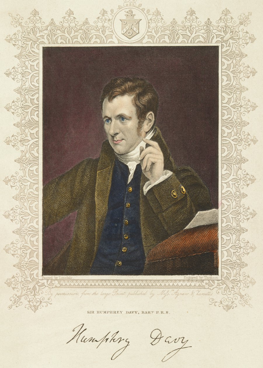 Humphry Davy, brittiläinen kemisti ja keksijä, 1801 tekijältä Thomson