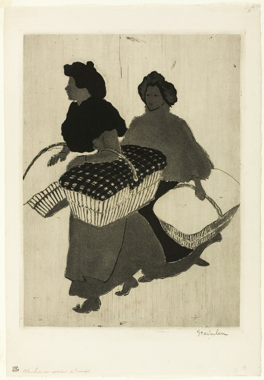 Pyykkärirouvat kantavat työnsä takaisin tekijältä Théophile Alexandre Pierre Steinlen