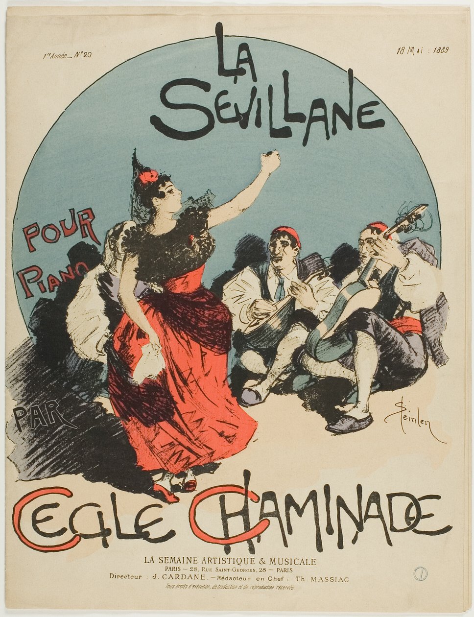 Overture for The Woman from Sevillasta, pianolle, Cecile Chaminade tekijältä Théophile Alexandre Pierre Steinlen