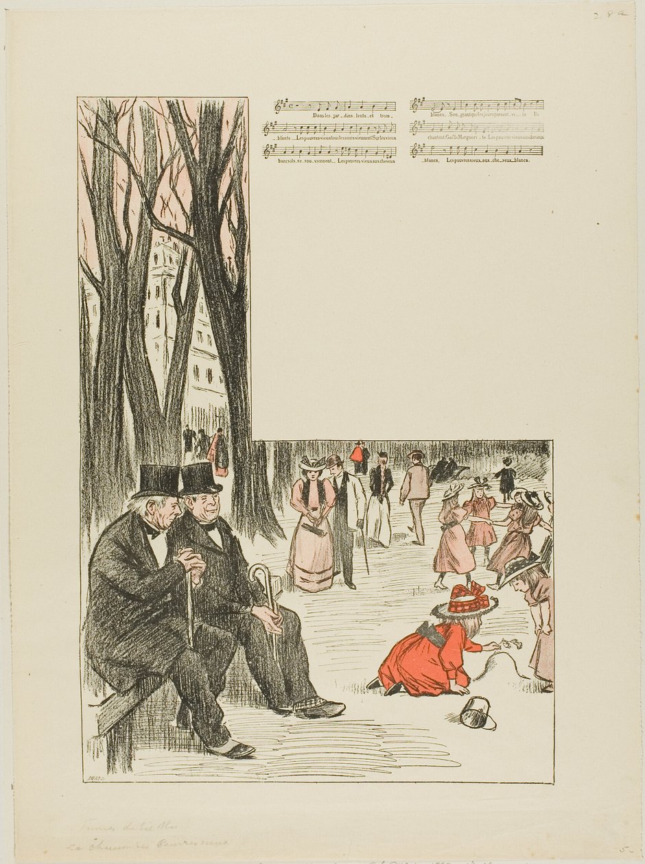 Vanhojen köyhien miesten laulu tekijältä Théophile Alexandre Pierre Steinlen