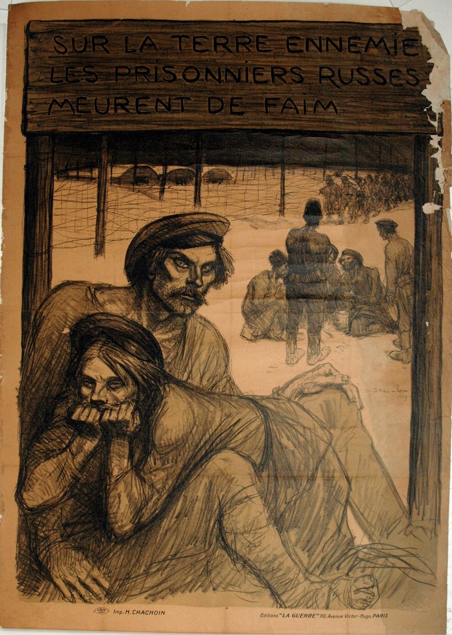 VIHOLLISEN MAAPERÄ - VENÄLÄISVANGIT - KUOLEVAT NÄLKÄÄN tekijältä Théophile Alexandre Pierre Steinlen