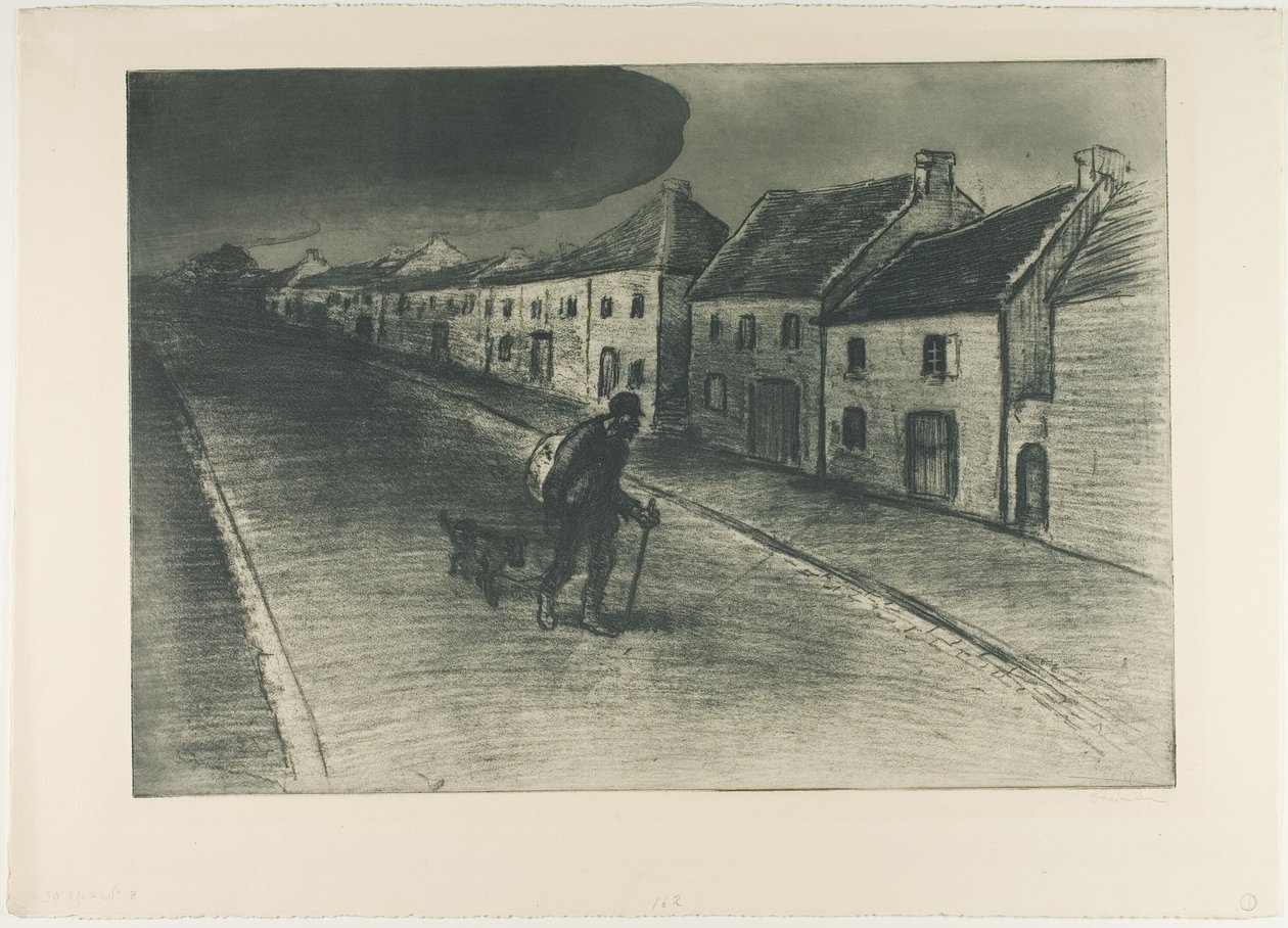 Kulkuri kulkee nukkuvan kylän läpi tekijältä Théophile Alexandre Pierre Steinlen