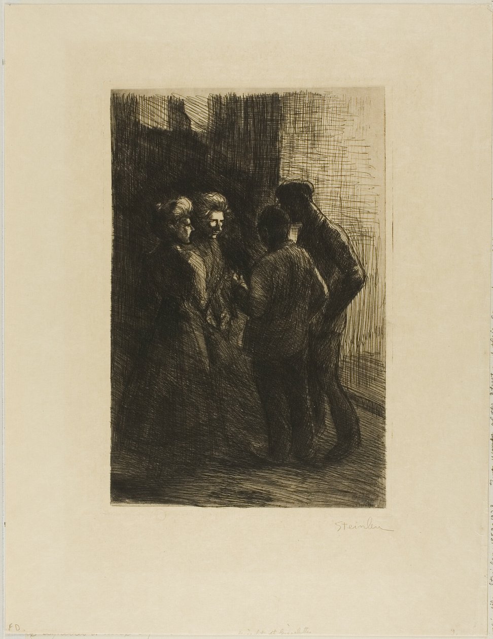 Kaksi kadun naista ja heidän seuralaisensa tekijältä Théophile Alexandre Pierre Steinlen