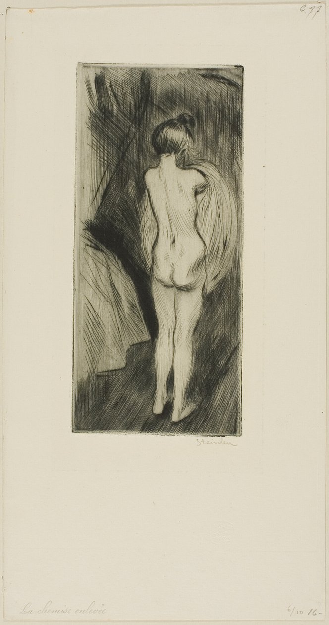 Nainen seisoo tekijältä Théophile Alexandre Pierre Steinlen