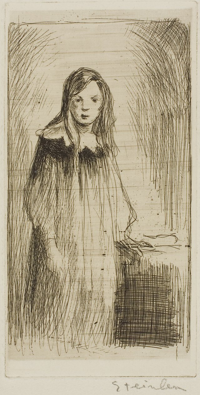 Nuori tyttö seisoo tekijältä Théophile Alexandre Pierre Steinlen