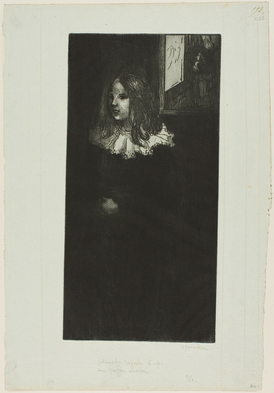 Nuori tyttö valkoisen kauluksen kanssa tekijältä Théophile Alexandre Pierre Steinlen
